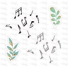 Load image into Gallery viewer, Sticker | 34O | Music Notes | Waterproof Vinyl Sticker | White | Clear | Permanent | Removable | Window Cling | Glitter | Holographic