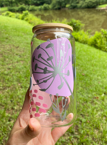 Drinkware 16 oz Clear Glass Soda Can Shaped Drinking Glass with Vinyl Designs