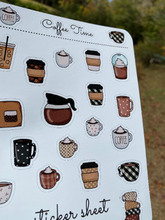 Load image into Gallery viewer, Sticker Sheet 55 Set of little planner stickers Coffee Time