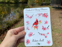 Load image into Gallery viewer, Sticker Sheet 57 Set of little planner stickers Red Cardinal Bird