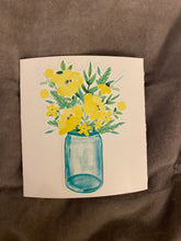 Load image into Gallery viewer, Sticker Yellow Flowers in Blue Mason Jar Vase