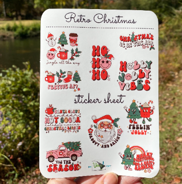Sticker Sheet 67 Set of little planner stickers Retro Christmas graphics