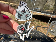Load image into Gallery viewer, Sticker | 68I | Bag of Piranha | Waterproof Vinyl Sticker | White | Clear | Permanent | Removable | Window Cling | Glitter | Holographic