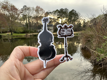 Load image into Gallery viewer, Sticker | 68J | Cello + Music Stand | Waterproof Vinyl Sticker | White | Clear | Permanent | Removable | Window Cling | Glitter | Holographic