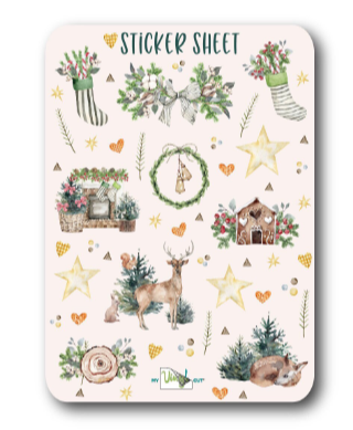 Sticker Sheet 69 Set of little planner stickers Watercolor Christmas graphics