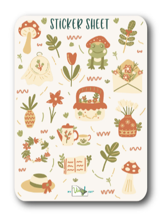 Sticker Sheet 70 Set of little planner stickers Cottagecore