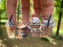 Load image into Gallery viewer, Sticker | 53G | Coffee Drinks Nightmare Theme | Waterproof Vinyl Sticker | White | Clear | Permanent | Removable | Window Cling | Glitter | Holographic