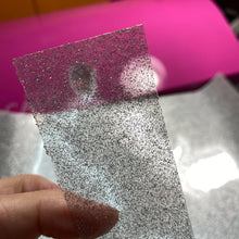 Load image into Gallery viewer, Transparent Silver Glitter Permanent Adhesive Vinyl 12 x 12 inch sheet