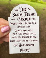 Load image into Gallery viewer, Sticker | 53B | Black Flame Candle Poem | Waterproof Vinyl Sticker | White | Clear | Permanent | Removable | Window Cling | Glitter | Holographic