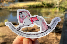 Load image into Gallery viewer, Sticker | 62I | Pink Rocking Horse | Waterproof Vinyl Sticker | White | Clear | Permanent | Removable | Window Cling | Glitter | Holographic