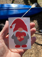 Load image into Gallery viewer, Sticker | 39O | Gnome holding Heart | Waterproof Vinyl Sticker | White | Clear | Permanent | Removable | Window Cling | Glitter | Holographic