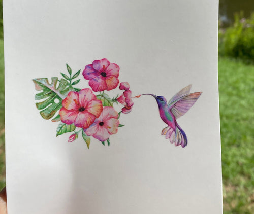 Waterslide Decal 49E Hummingbird with Flowers