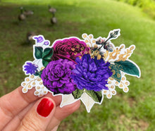 Load image into Gallery viewer, Sticker | 55G | Purple Flowers | Waterproof Vinyl Sticker | White | Clear | Permanent | Removable | Window Cling | Glitter | Holographic
