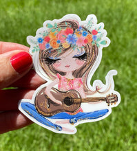 Load image into Gallery viewer, Sticker | 34A | Boho Musician | Waterproof Vinyl Sticker | White | Clear | Permanent | Removable | Window Cling | Glitter | Holographic
