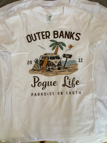 T Shirt Outer Banks White or Gray Cotton Ladies 39A