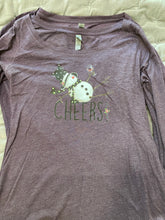 Load image into Gallery viewer, T Shirt Scoop Neck Triblend Super Soft Long Sleeved Ladies Womens Tipsy Snowman