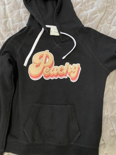Hoodie Peachy Glitter Black V Neck Fleece