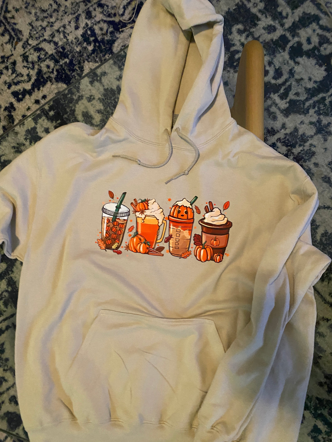 Hoodie Fall Halloween Pumpkin Coffee Drinks