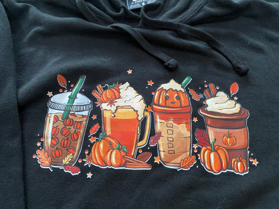 Hoodie Fall Coffee Drinks Themed Coffee Drinks Black Sponge Fleece