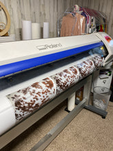 Load image into Gallery viewer, Printed Vinyl &amp; HTV BROWN AND WHITE COWHIDE