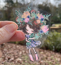 Load image into Gallery viewer, Sticker 3A Garden Girl with Curly Brown Hair