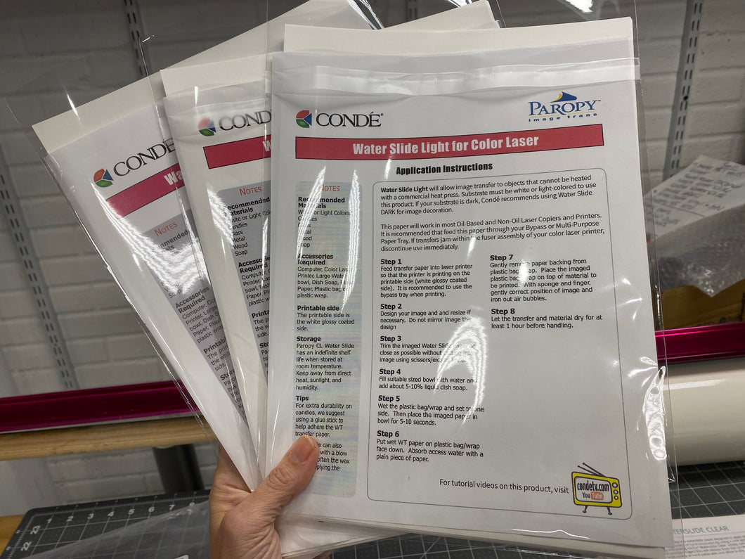 Waterslide Paper CLEAR or WHITE  for use with your home desktop LASER printer