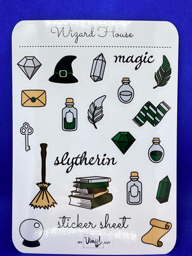 Sticker Sheet 29 Set of little planner stickers Green Magic Wizard House
