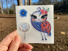 Load image into Gallery viewer, Sticker | 34D | Owl Tree Flower| Waterproof Vinyl Sticker | White | Clear | Permanent | Removable | Window Cling | Glitter | Holographic