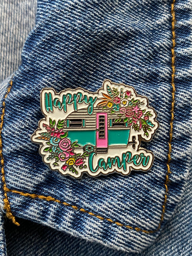 Enamel Pin Happy Camper Choose Pin or Magnetic clasp