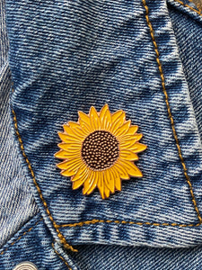 Enamel Pin Sunflower Choose Pin or Magnetic clasp