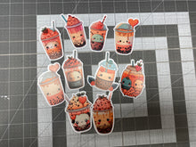 Load image into Gallery viewer, Sticker Pack Fun Face Boba Tea Drinks Assorted Stickers for Water Bottle, iPhone, MacBook, Phone, Phone Case, Laptop, Journal, Skateboard, Bike, Snowboard