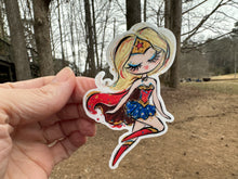 Load image into Gallery viewer, Sticker | 66B | SUPER HERO GIRL | Waterproof Vinyl Sticker | White | Clear | Permanent | Removable | Window Cling | Glitter | Holographic