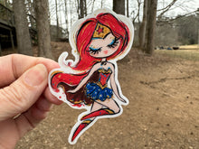 Load image into Gallery viewer, Sticker | 66C | SUPER HERO GIRL | Waterproof Vinyl Sticker | White | Clear | Permanent | Removable | Window Cling | Glitter | Holographic