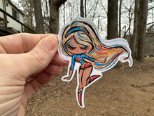 Load image into Gallery viewer, Sticker | 66K | SUPER HERO GIRL | Waterproof Vinyl Sticker | White | Clear | Permanent | Removable | Window Cling | Glitter | Holographic