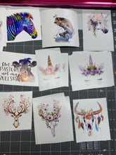 Load image into Gallery viewer, Waterslide Decal CLEARANCE Assorted images printed on WHITE