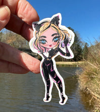 Load image into Gallery viewer, Sticker | 68M | Enid in Cat Suit | Waterproof Vinyl Sticker | White | Clear | Permanent | Removable | Window Cling | Glitter | Holographic