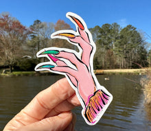 Load image into Gallery viewer, Sticker | 68O | Enid's Claw Hand | Waterproof Vinyl Sticker | White | Clear | Permanent | Removable | Window Cling | Glitter | Holographic