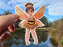 Load image into Gallery viewer, Sticker | 70B | Fairy Bee Girl | Waterproof Vinyl Sticker | White | Clear | Permanent | Removable | Window Cling | Glitter | Holographic