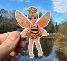 Load image into Gallery viewer, Sticker | 70A | Fairy Bee Girl | Waterproof Vinyl Sticker | White | Clear | Permanent | Removable | Window Cling | Glitter | Holographic