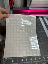 Load image into Gallery viewer, Holographic Hearts Laminating Sheets 6 x 12, 8 x 11, 8 1/2 x 11, 12 x 12 inches for Cold Laminating Sticker Overlay