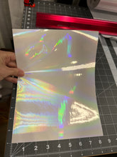 Load image into Gallery viewer, Holographic Oil Slick Laminating Sheets 6 x 12, 8 x 11, 8 1/2 x 11, 12 x 12 inches for Cold Laminating Sticker Overlay