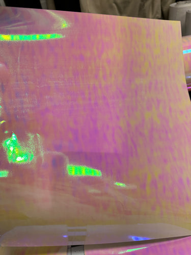 Holographic Pink Opal Laminating Sheets 4 x 12, 6 x 11, 8 1/2 x 11, 12 x 12 inches for Cold Laminating Sticker Overlay