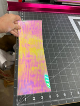 Load image into Gallery viewer, Holographic Pink Opal Laminating Sheets 4 x 12, 6 x 11, 8 1/2 x 11, 12 x 12 inches for Cold Laminating Sticker Overlay