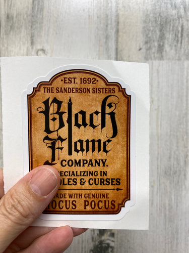 Sticker or Waterslide Decal 16C Black Flame Label Light Color