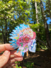 Load image into Gallery viewer, Sticker | 46B | Human Skull with Feather Headdress | Waterproof Vinyl Sticker | White | Clear | Permanent | Removable | Window Cling | Glitter | Holographic