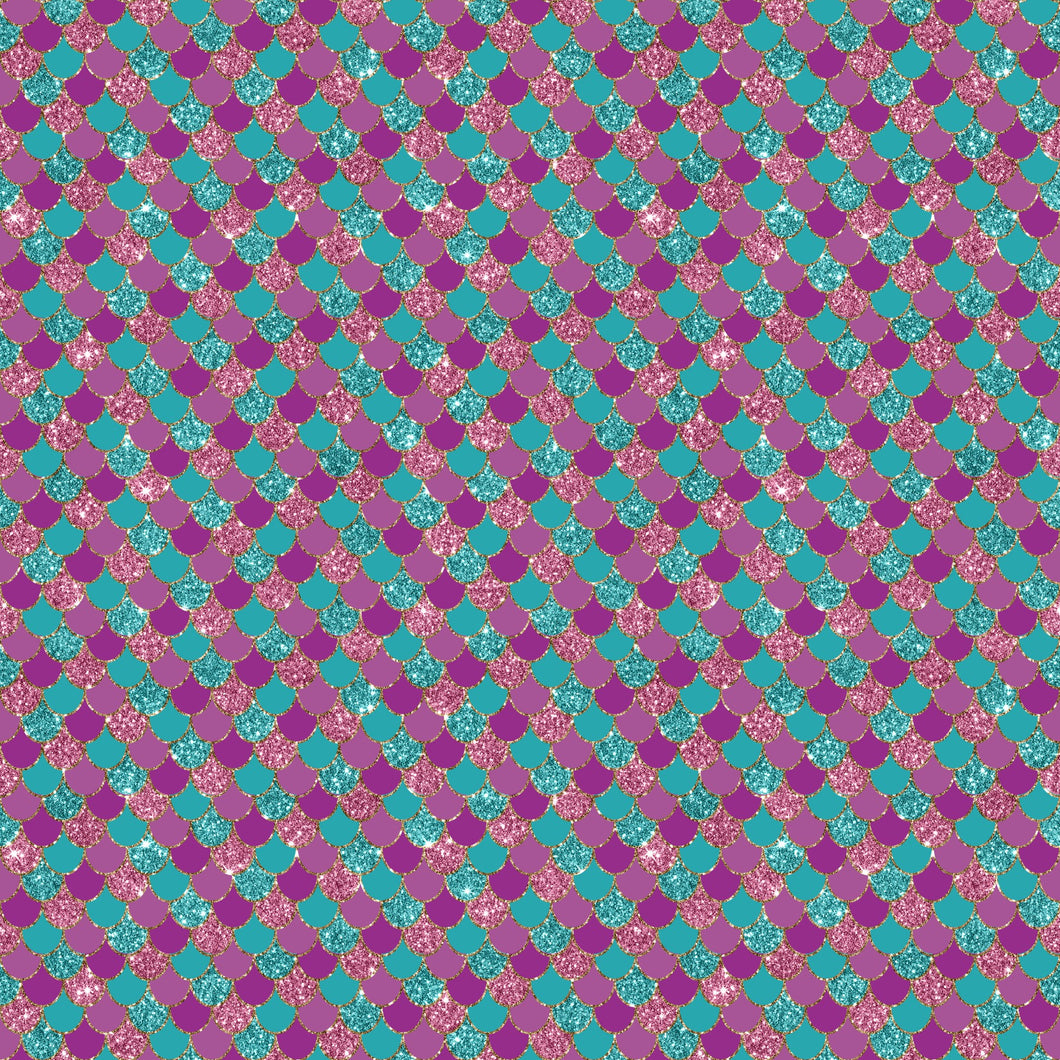 Printed HTV MERMAID GLITTER Pattern Heat Transfer Vinyl 12 x 12 inch sheet