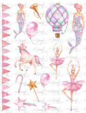 Load image into Gallery viewer, Waterslide Sheet PASTEL BALLOON Ballerina Unicorn Mermaid