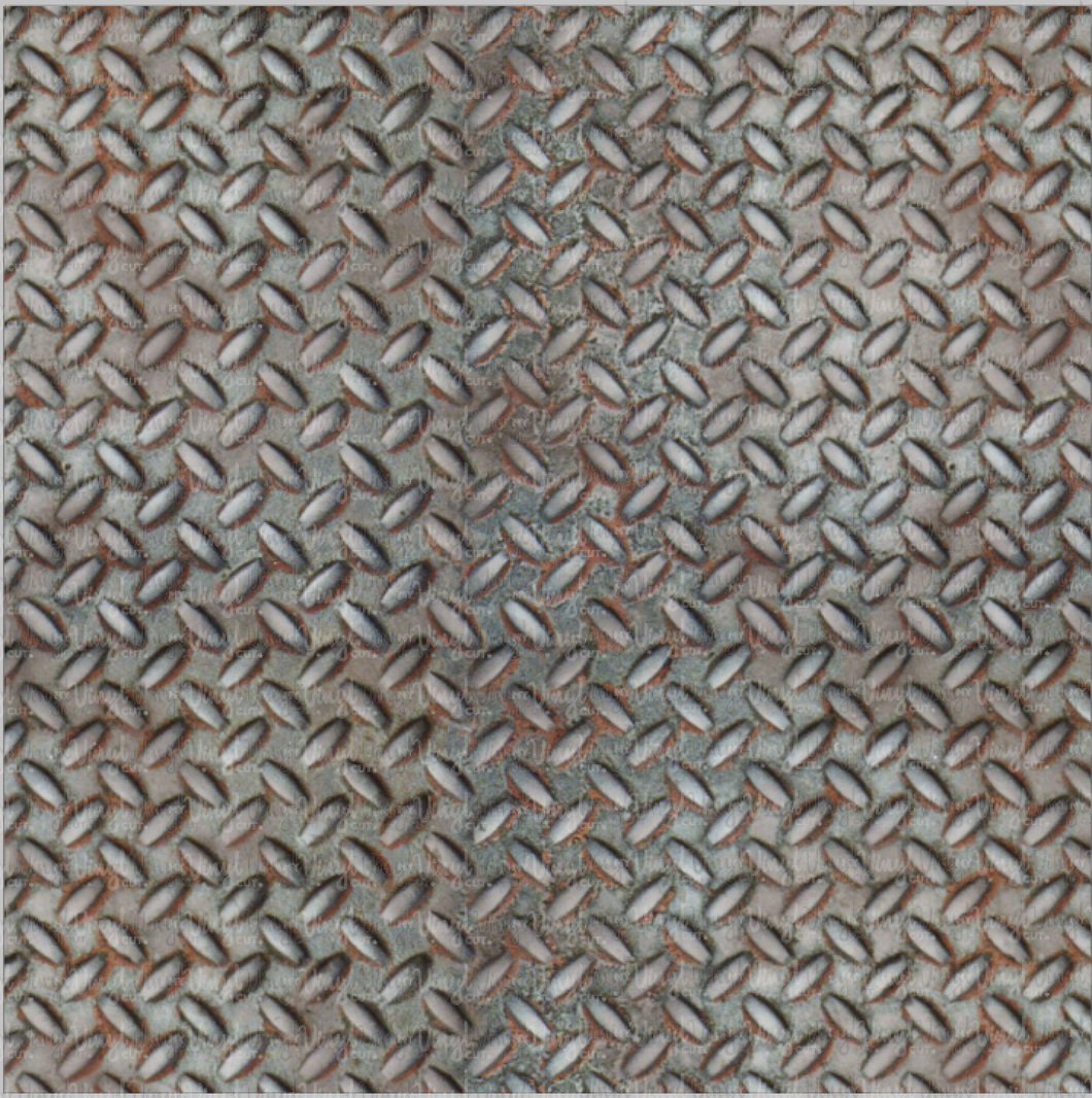 Printed Adhesive Vinyl DIAMOND PLATE STAMPED METAL Pattern 12 x 12 inch sheet