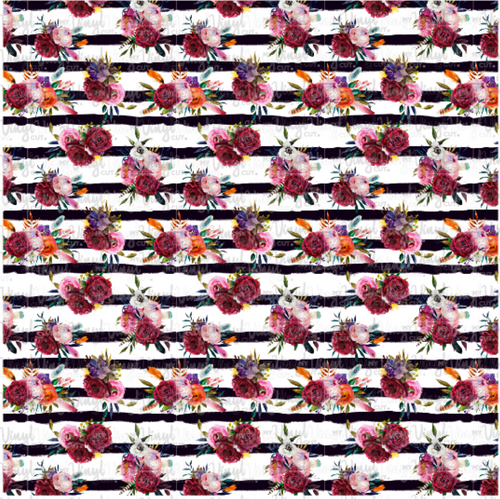 Printed HTV FLOWERS & STRIPES Patterned Heat Transfer Vinyl 12 x 12 inch sheet