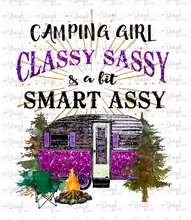 Load image into Gallery viewer, Waterslide Decal 17J Camping Girl Classy Sassy Purple